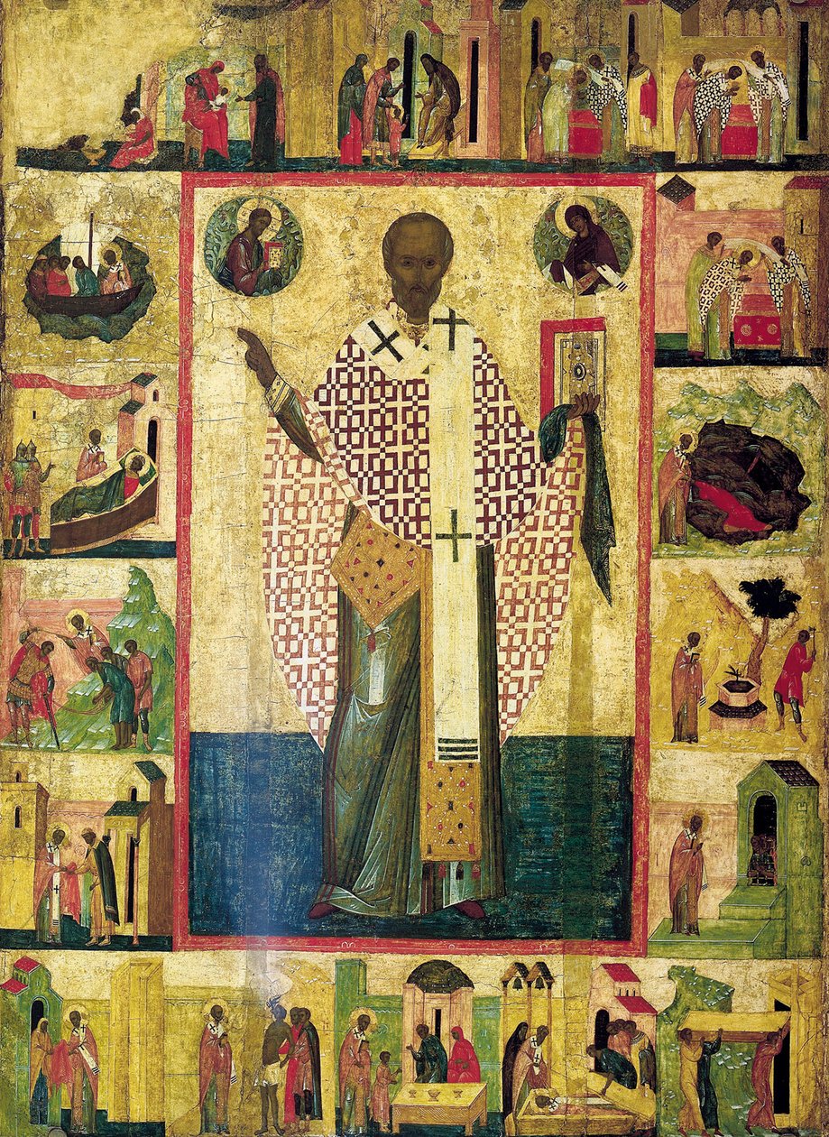 Saint Nicholas of Zaraisk with Scenes from His Life by Russian icon.