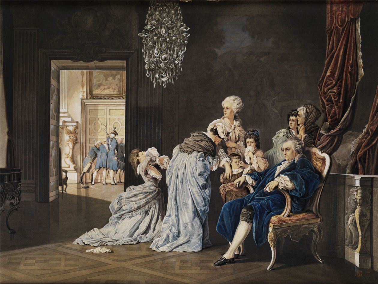 The Last Hours of the French Royal Family (Louis XVI and Marie Antoinette) in the Louvre Before the Revolutionaries Broke In by „SG“
