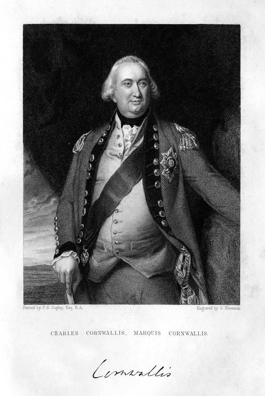 Charles Cornwallis 1738-1805, 1st Marquess Cornwallis, 1839 by S. Freeman