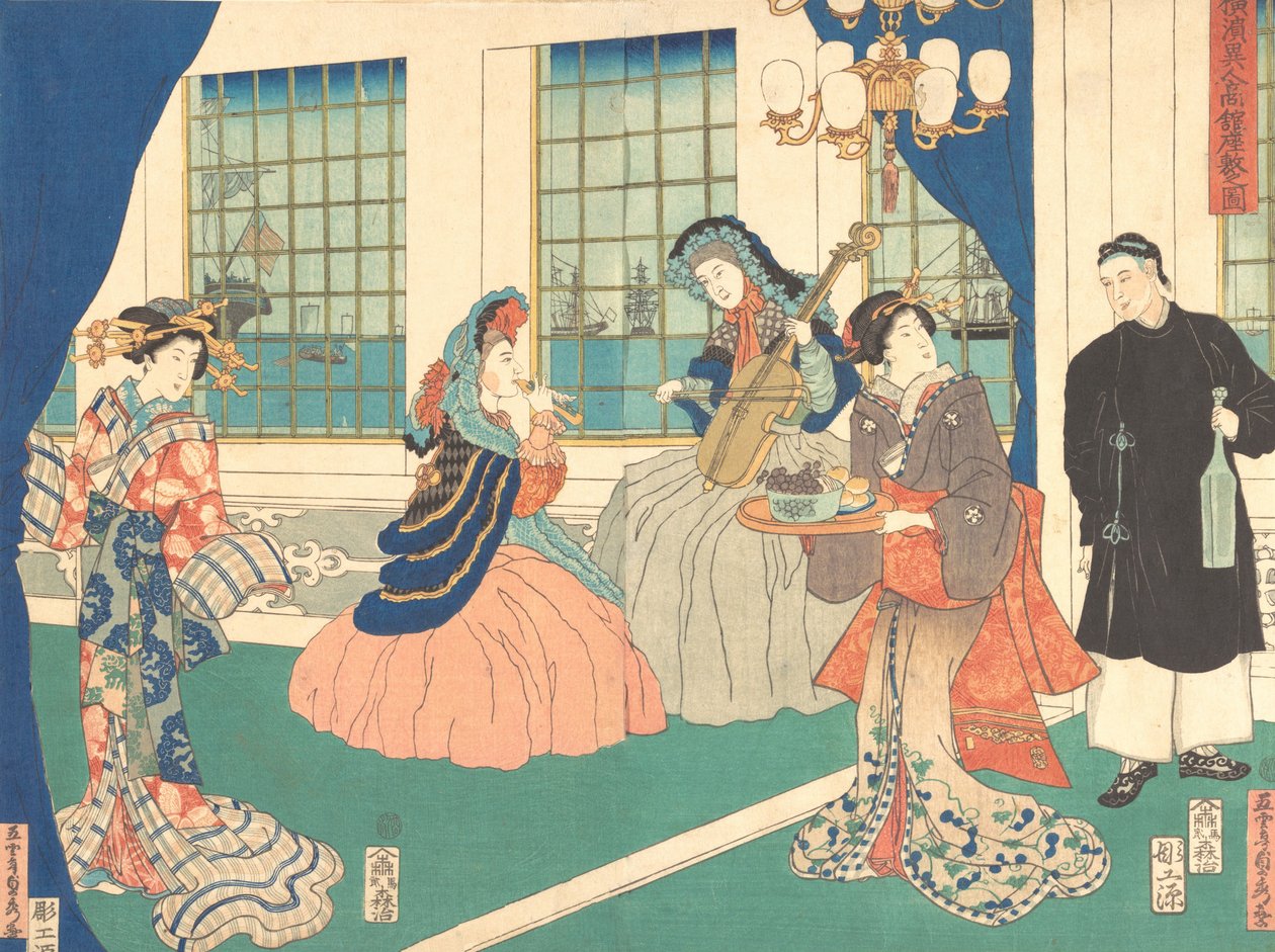 Drawing Room of a Foreign Business Establishment in Yokohama by Sadahide Utagawa