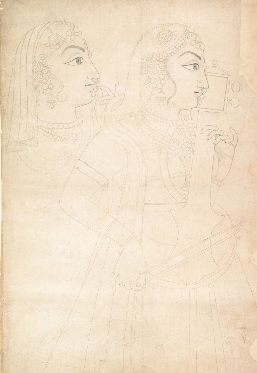 Singer and Sarinda Player, ca. 1800 by Sahib Ram