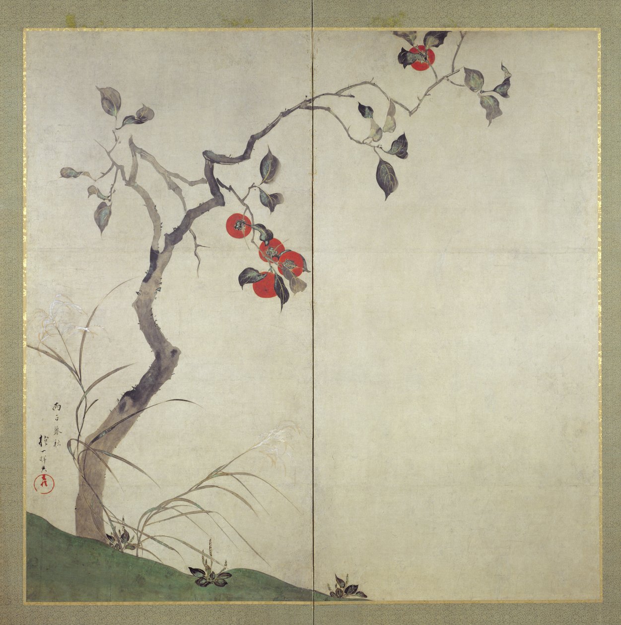 Persimmon on Tree by Sakai Hoitsu