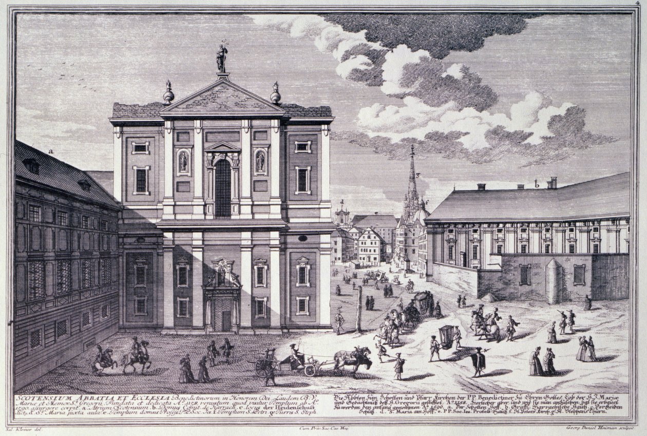 View of the Schottenkirche (Scottish church) engraved by George-Daniel Heumann by Salomon after Kleiner