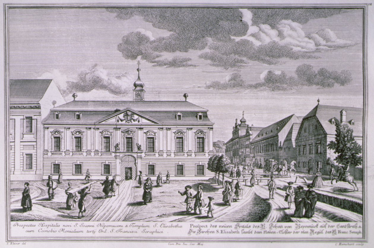 View of the new hospital of St. John Nepomuk, Vienna engraved by Karl Remshard by Salomon after Kleiner
