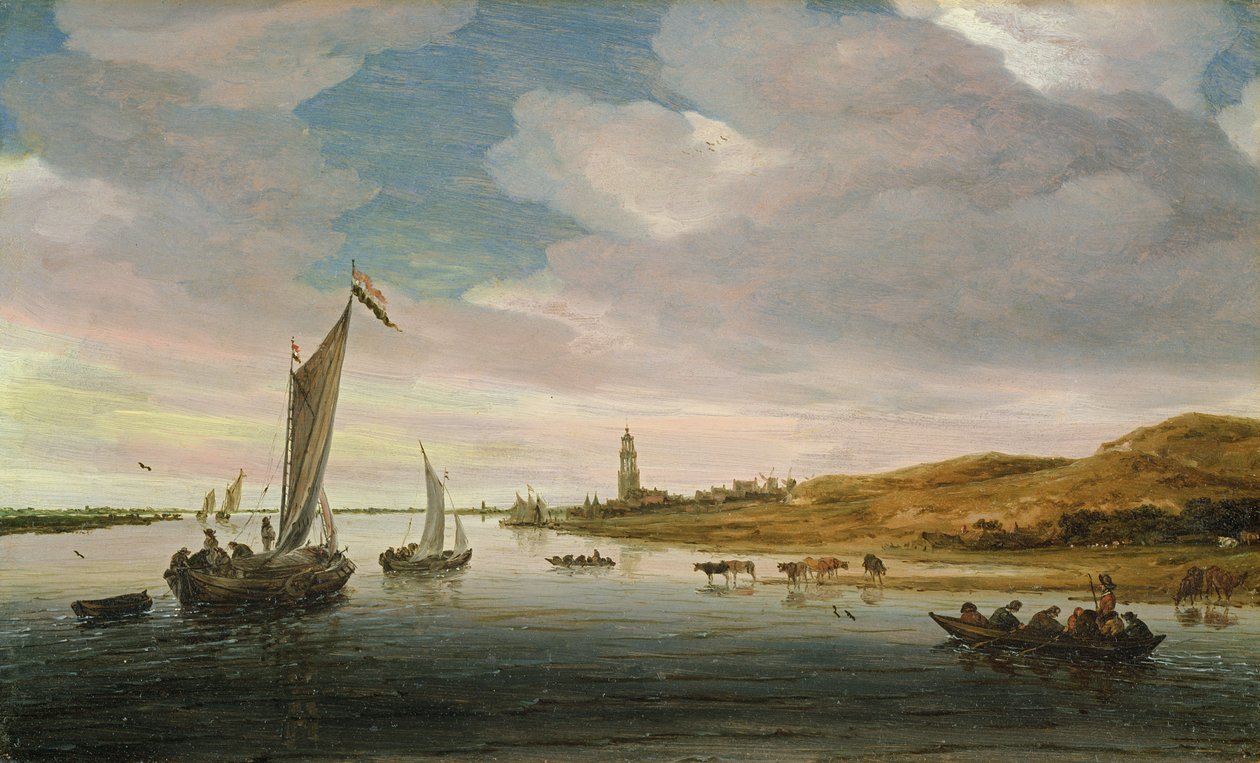 Landscape with Cattle Watering by Salomon van Ruisdael or Ruysdael