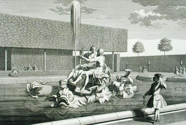 The fountain of Neptune and Thetis at the Belvedere Palace, Vienna, engraved by Jakob Gottlieb Thelott, published c.1730-40 by Salomon (after) Kleiner