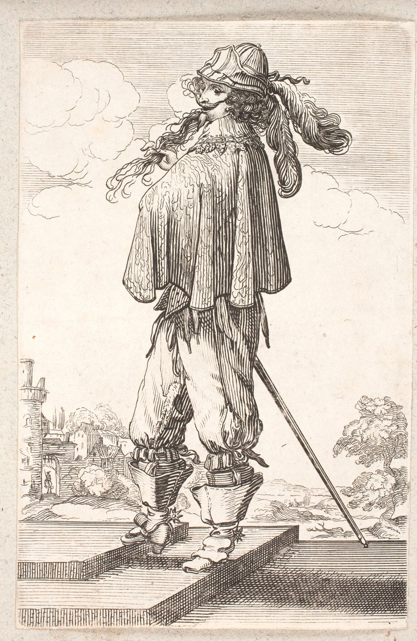 Man, Profile to the Left, with Sword and Feathered Hat, Climbing Two Steps by Salomon Savery
