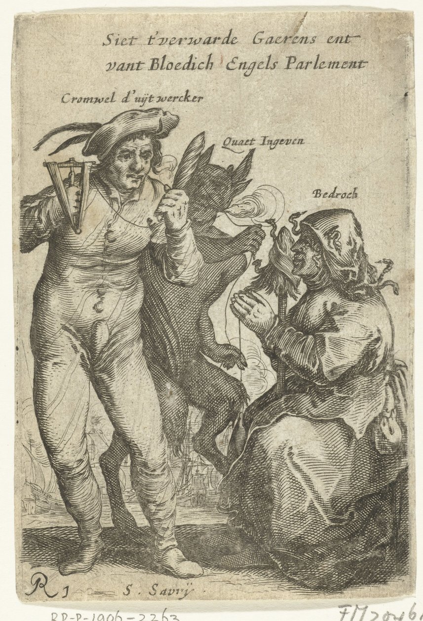 Caricature of Cromwell, ca. 1652-1654 by Salomon Savery