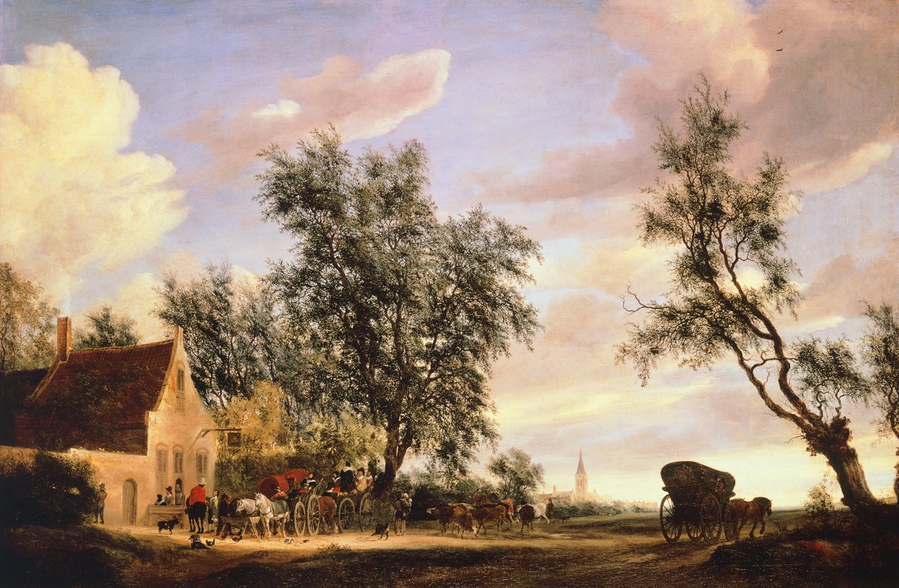White Swan Inn, by Salomon van Ruysdael by Salomon van Ruisdael or Ruysdael