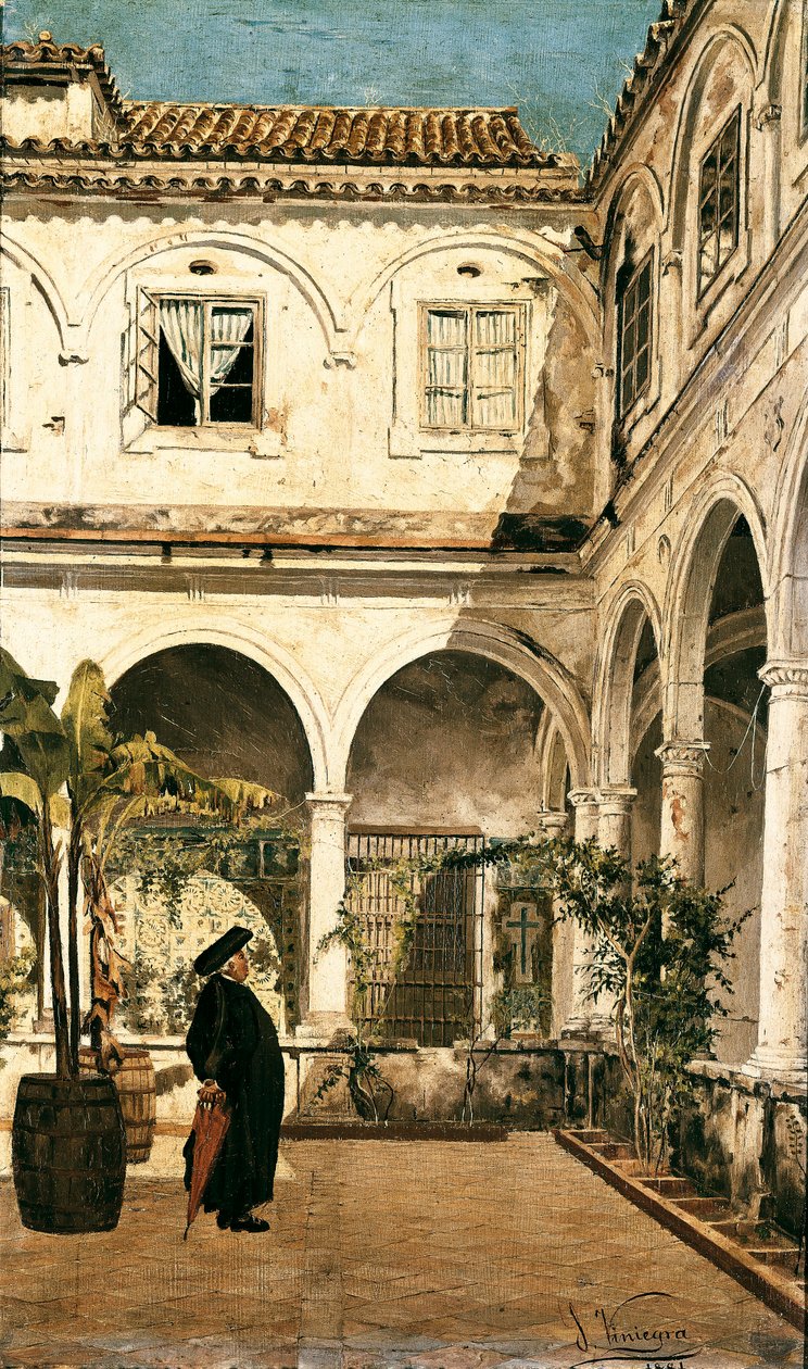 The Father Salabot in the Cloister of the Monastery of Saint Francois of Cadiz by Salvador Viniegra y Lasso de la Vega