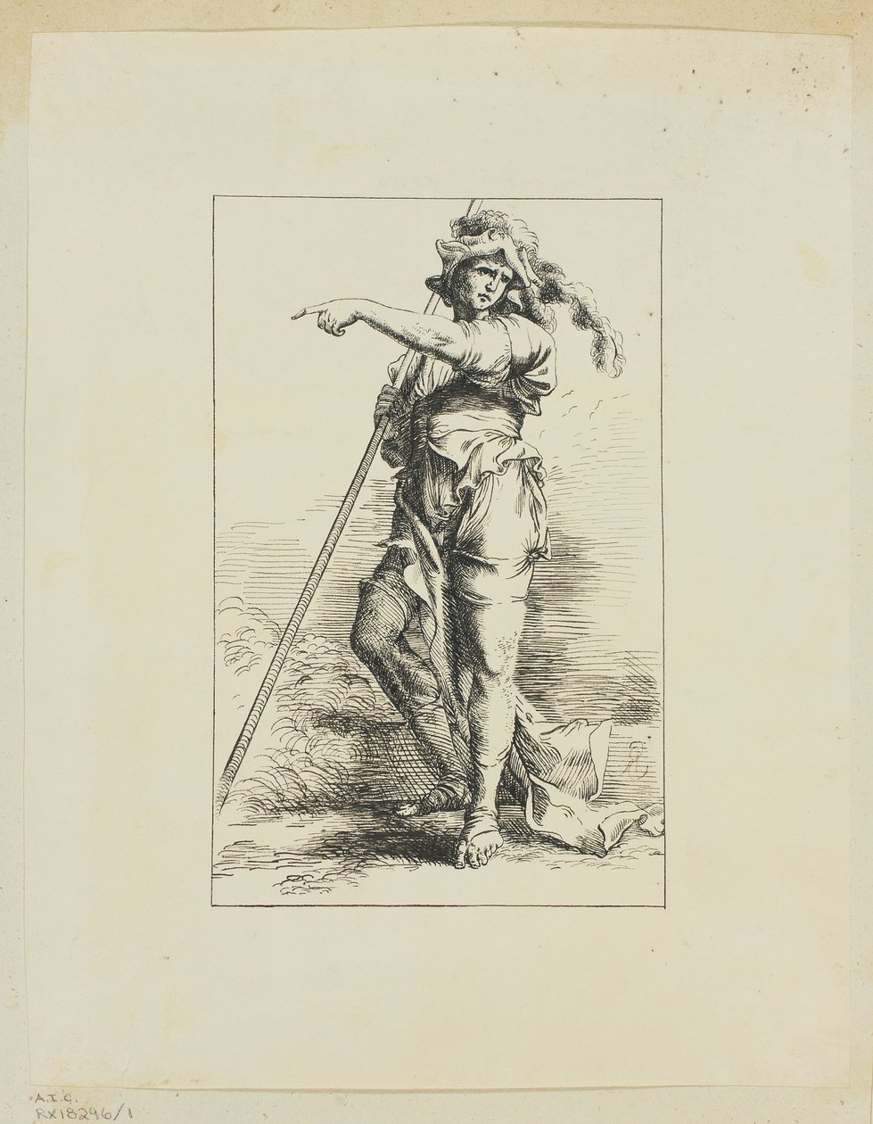 Figure with Staff Pointing by Salvator Rosa