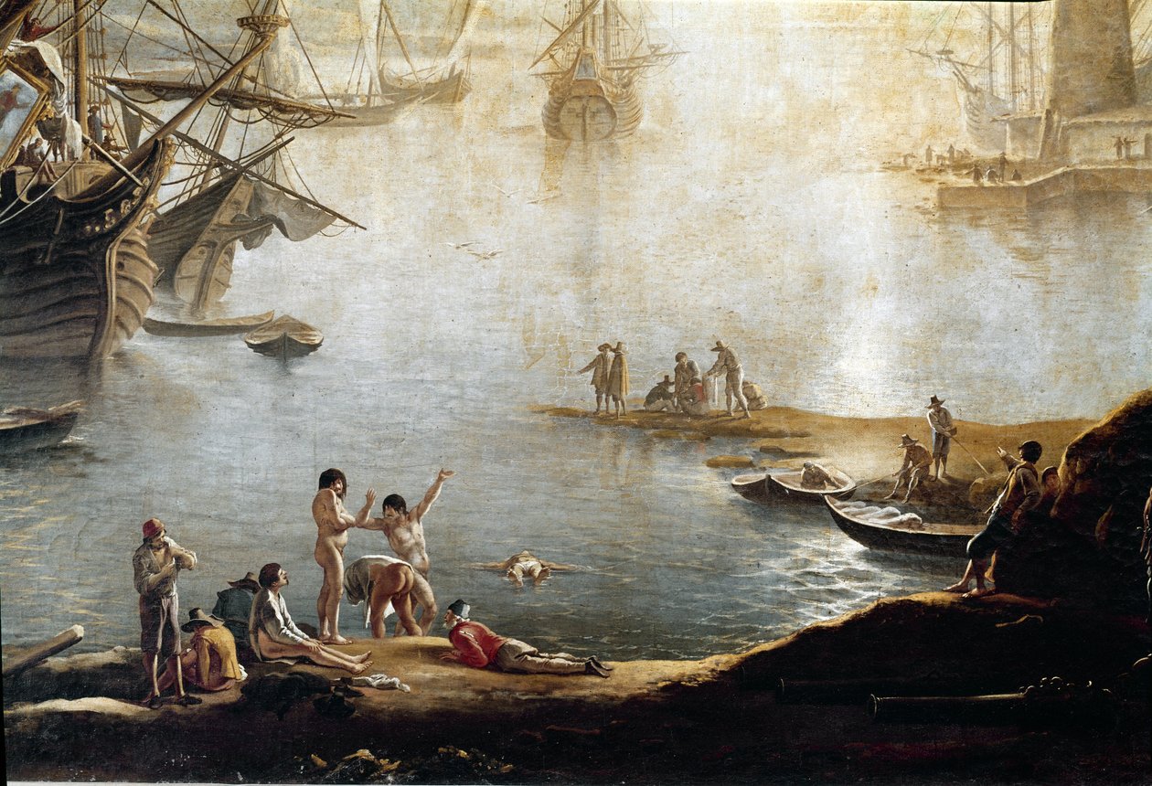 Marina of the port (detail) by Salvator Rosa