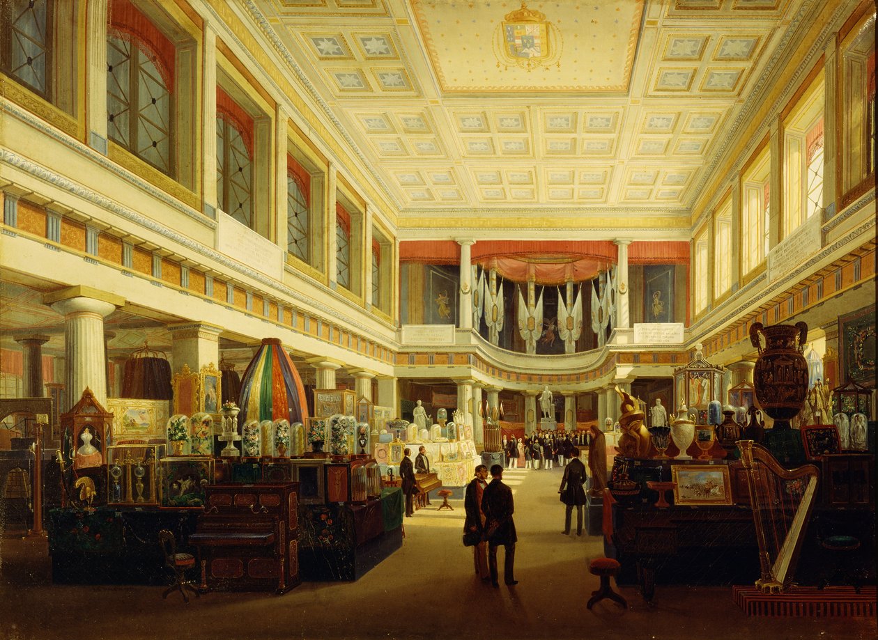 First industrial exhibition in Naples in Sala Tarsia in 1854 by Salvatore Fergola