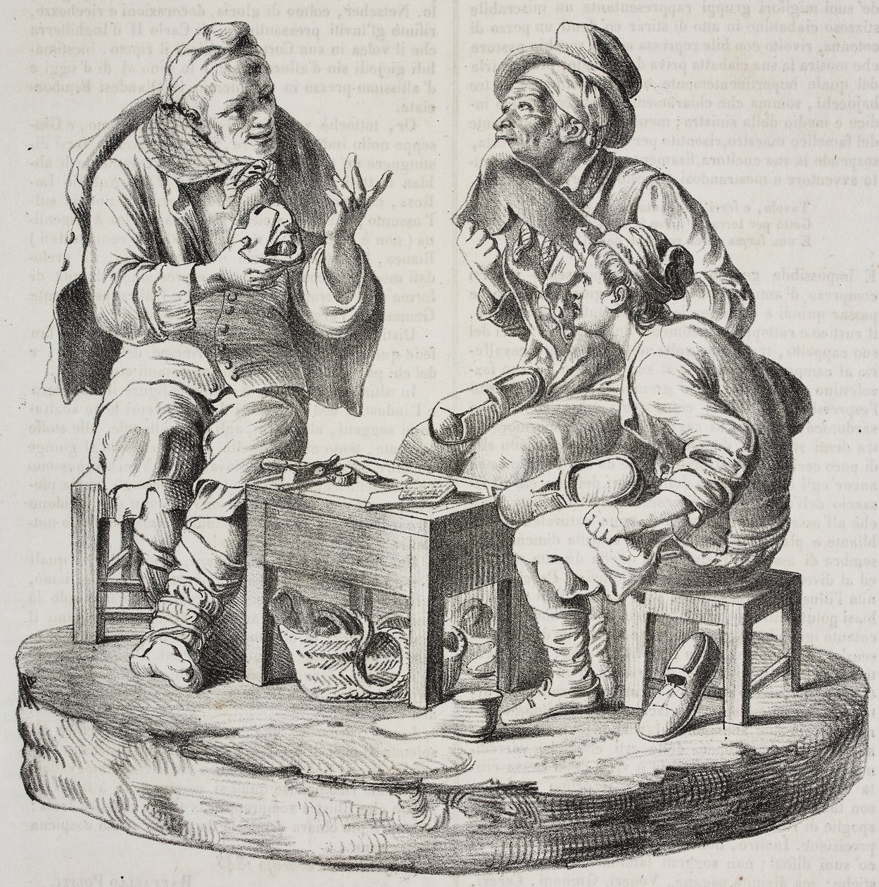 Cobbler in dispute, statuettes by Giacomo Bongiovanni and Giuseppe Vaccaro by Salvatore Puglia