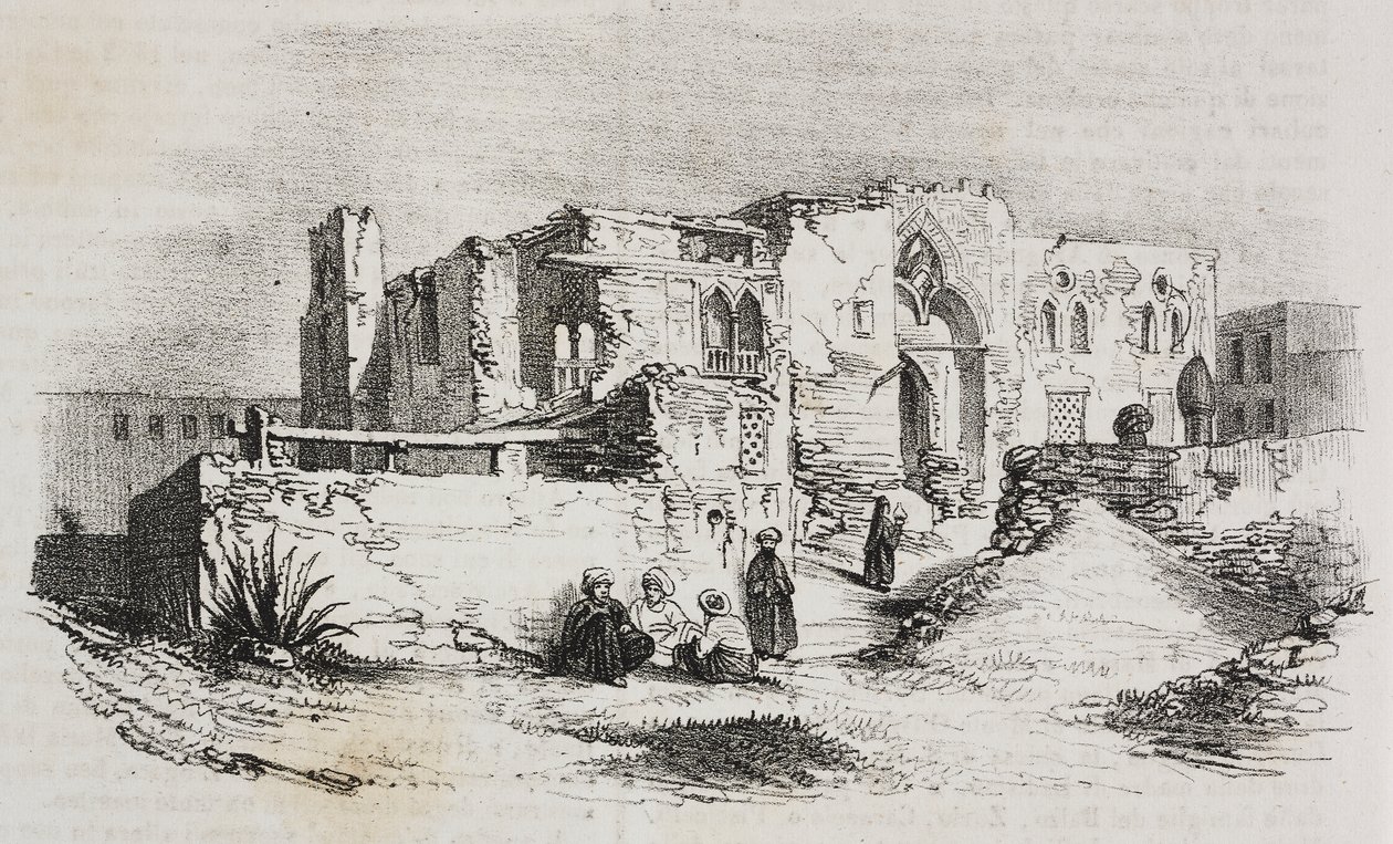House where Louis IX was imprisoned in Mansura, Egypt, lithograph by Salvatore Puglia from Poliorama Pittoresco, n 9, October 5 by Salvatore Puglia