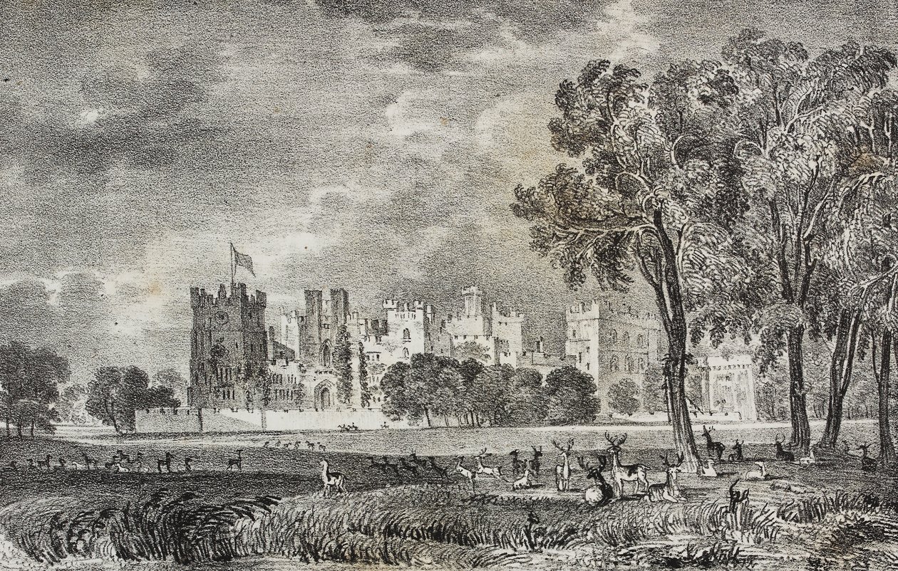 Raby Castle, Durham, England, United Kingdom, lithograph by Salvatore Puglia from Poliorama Pittoresco by Salvatore Puglia