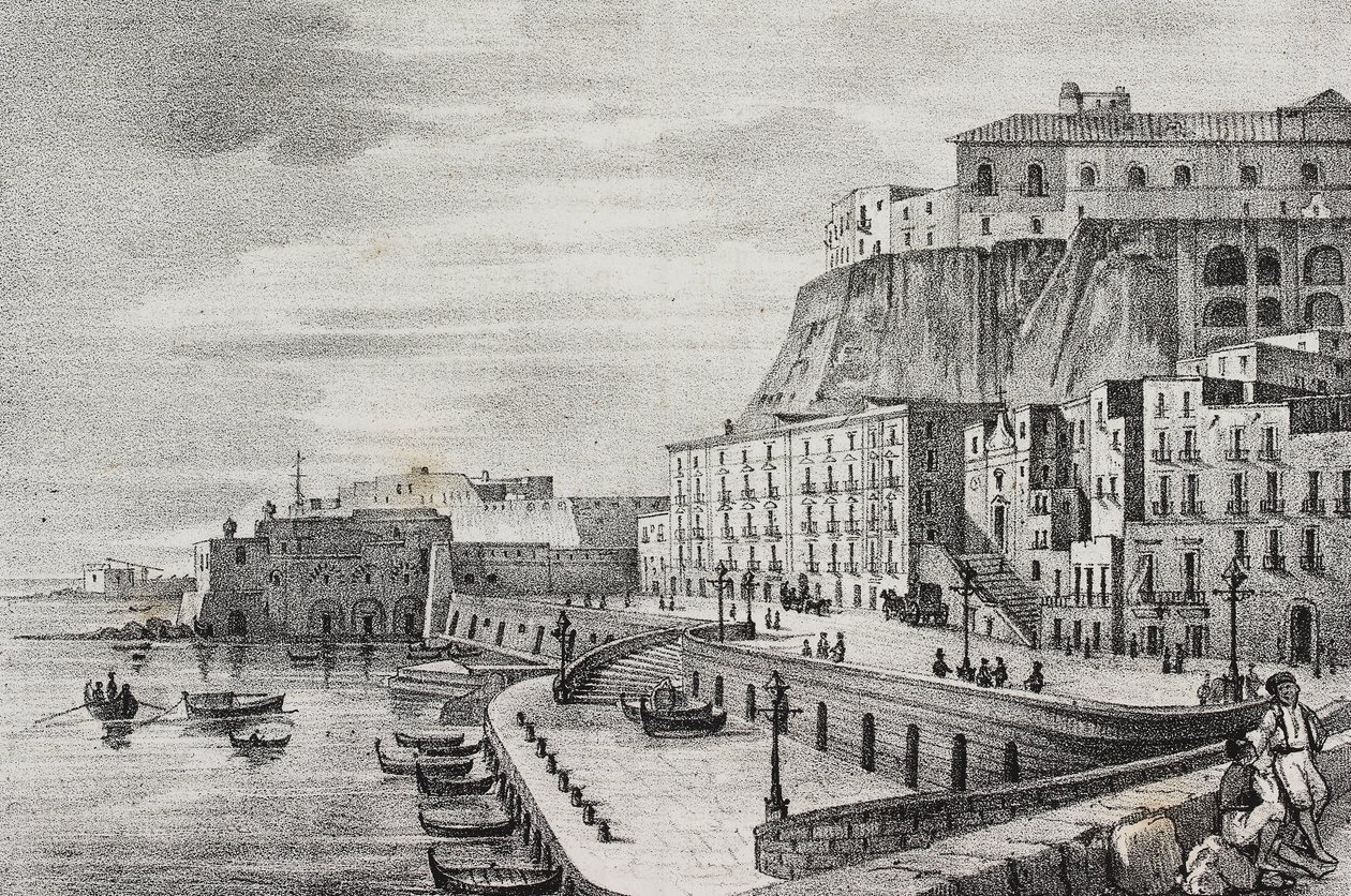 View of Borgo Santa Lucia, Naples, Campania, Italy, from Poliorama Pittoresco, No. 36, April 15 by Salvatore Puglia