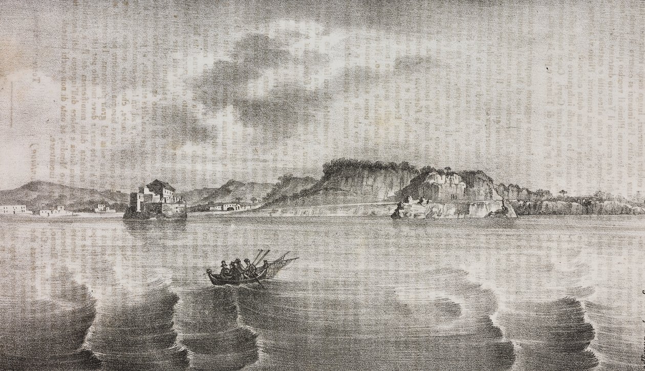 View of Posillipo from the Coroglio road, Campania, Italy, lithograph by Salvatore Puglia from Poliorama Pittoresco by Salvatore Puglia