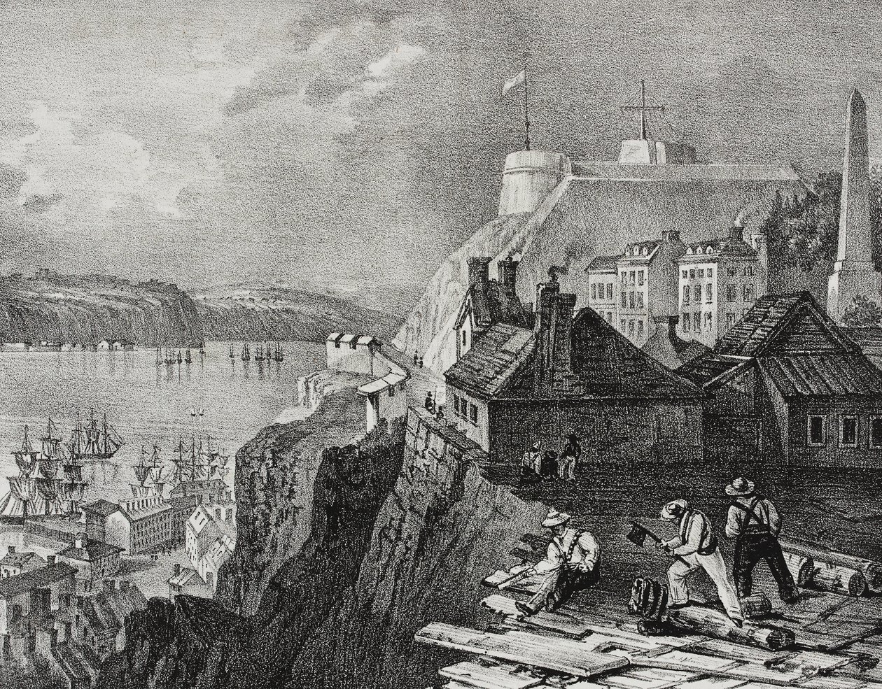 View of Quebec city, Canada, lithograph by Salvatore Puglia from Poliorama Pittoresco by Salvatore Puglia