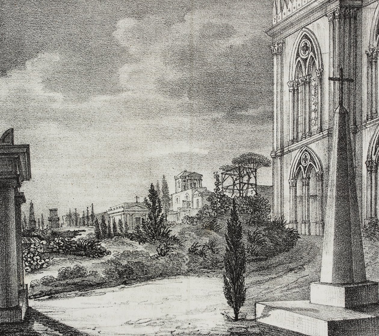 View of Cemetery from Gothic Convent, Naples, Campania, Italy, from Poliorama Pittoresco, No. 34, April 1 by Salvatore Puglia