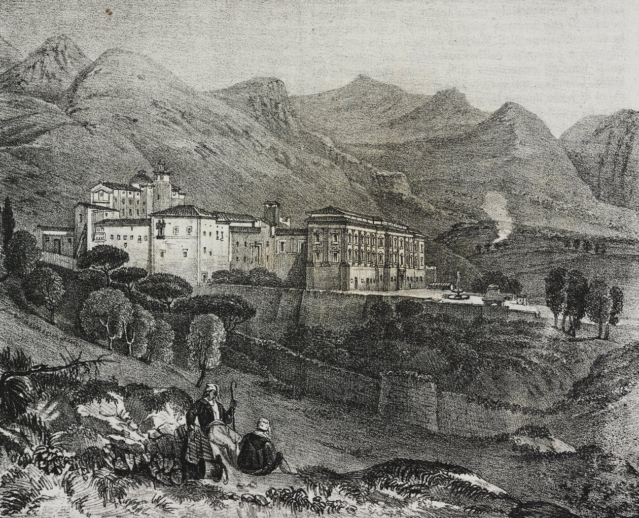 View of Monastery of San Martino delle Scale near Palermo, Sicily, Italy, from Poliorama Pittoresco, No. 47, July 2 by Salvatore Puglia