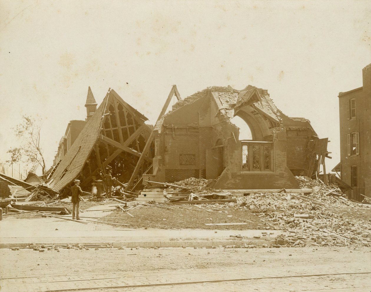 Damage at Mt. Cavalry Church from the 1896 Tornado in St. Louis by Samborsky