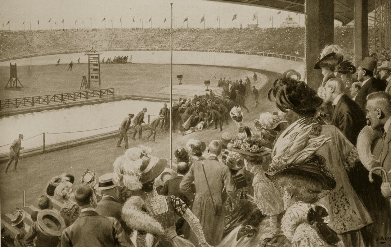 The Finish of the Marathon Race, the Olympic Games, 1908 by Samuel Begg