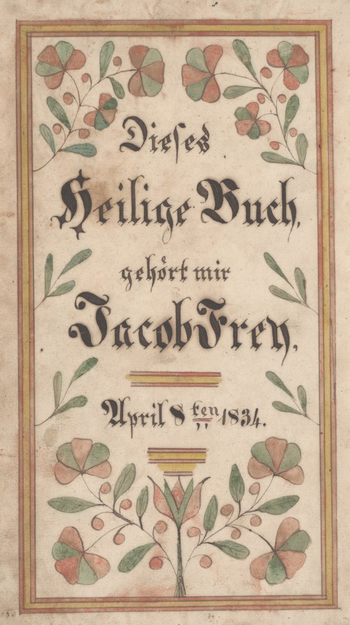 Bookplate for Jacob Frey, 1834 by Samuel Bentz