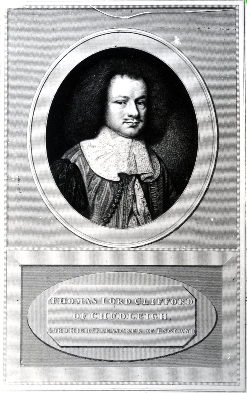 Thomas Clifford, 1st Baron Clifford of Chudleigh, engraved by Edward Scriven, 1820 by Samuel Cooper
