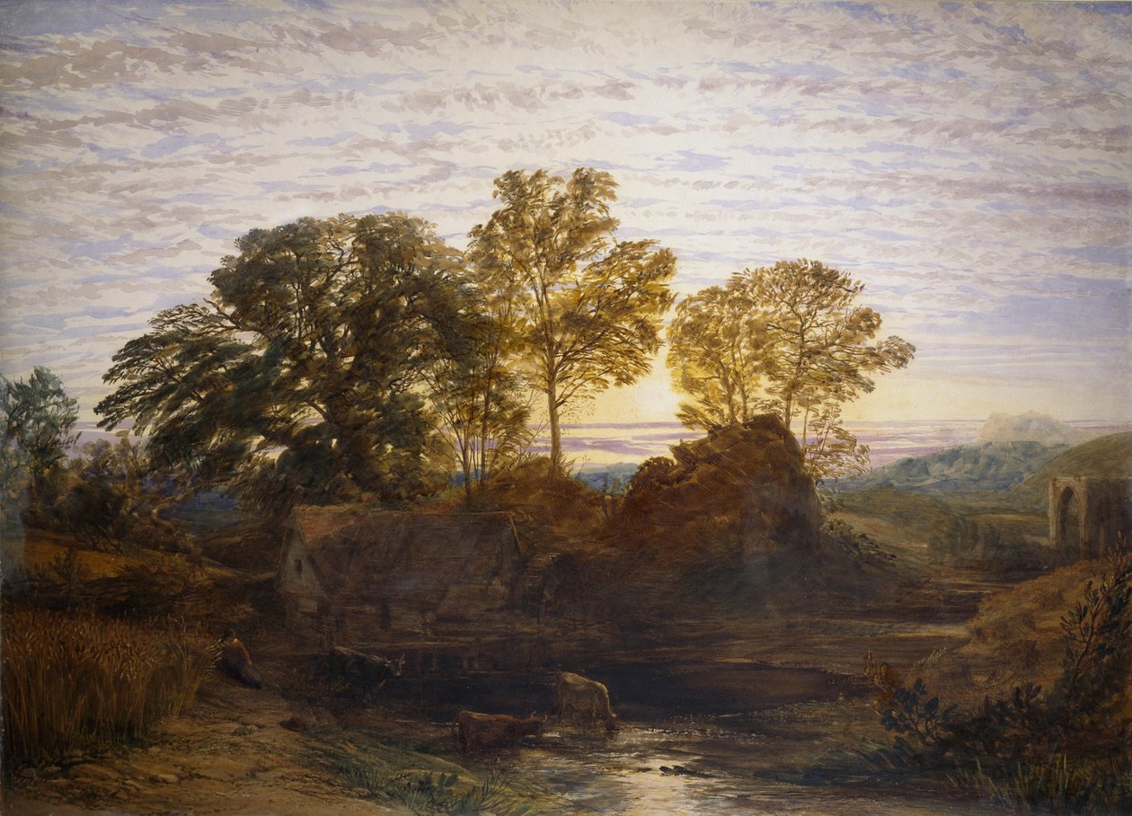 The Water Mill, 19th century by Samuel Palmer