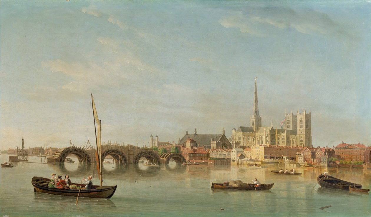 The Building of Westminster Bridge with an Imaginary View of Westminster Abbey by Samuel Scott