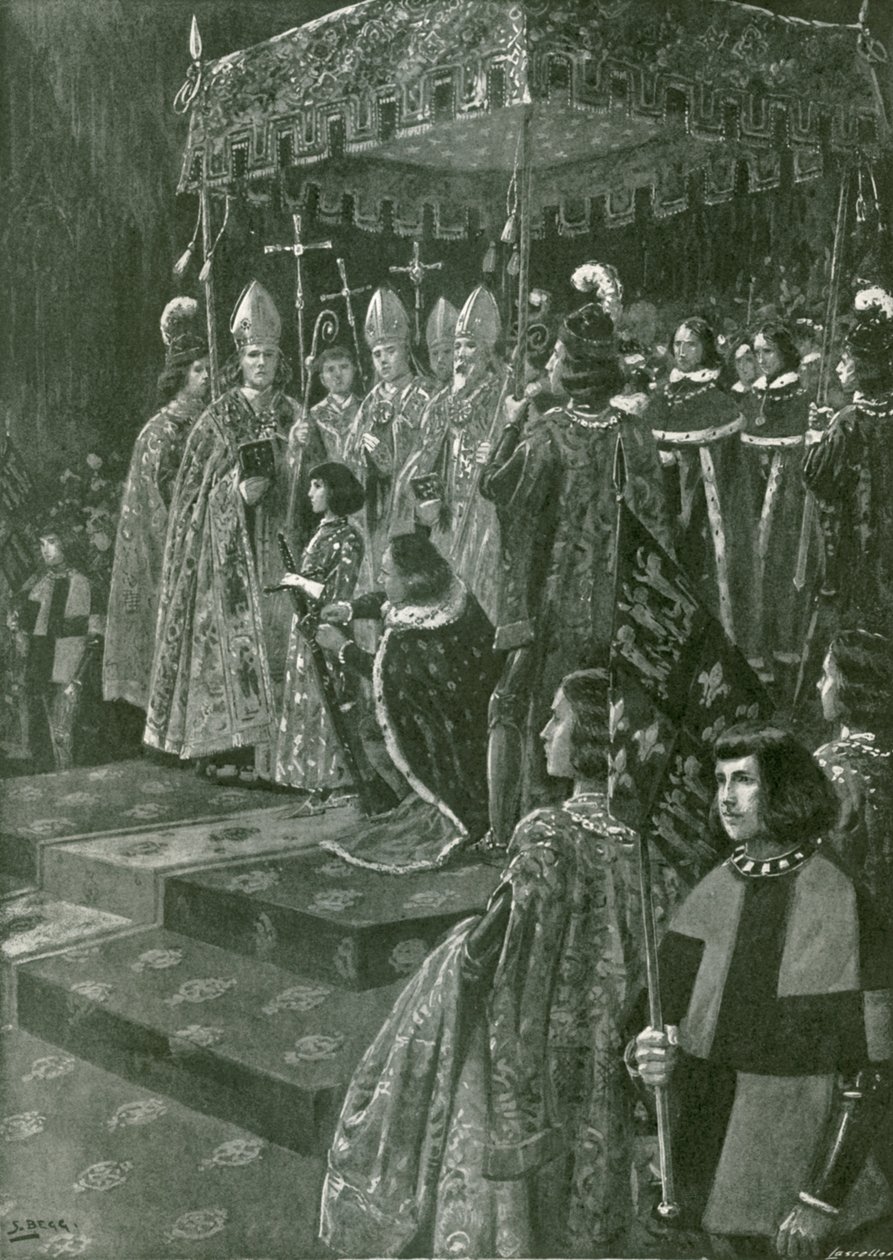 The Presenting of the Spurs and Sword at the Coronation of Henry VI by Samuel (after) Begg