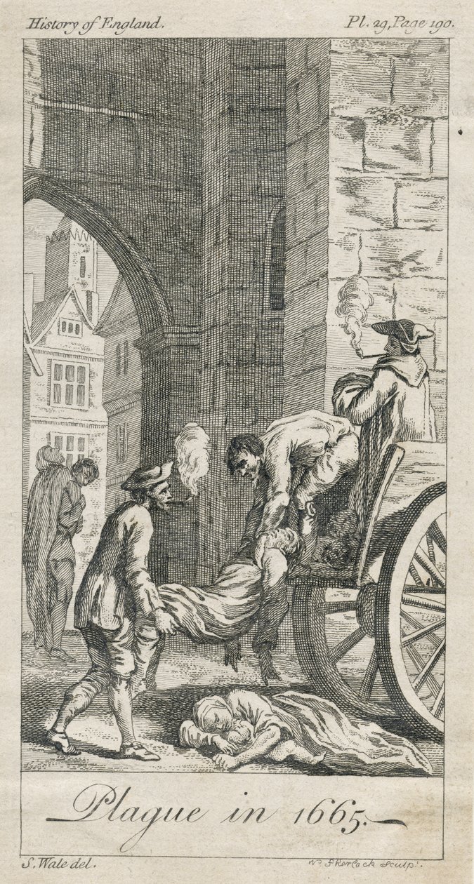 Collecting Plague Victims, Holywell Lane, Shoreditch, London, UK by Samuel (after) Wale