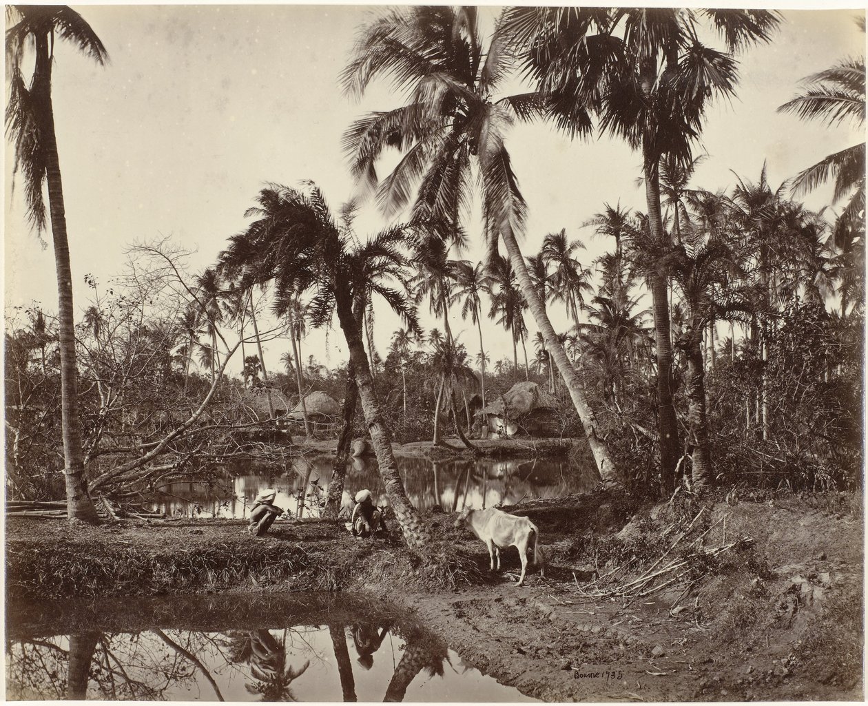 Village Scene in Bengal, India by Samuel Bourne (signed by artist)