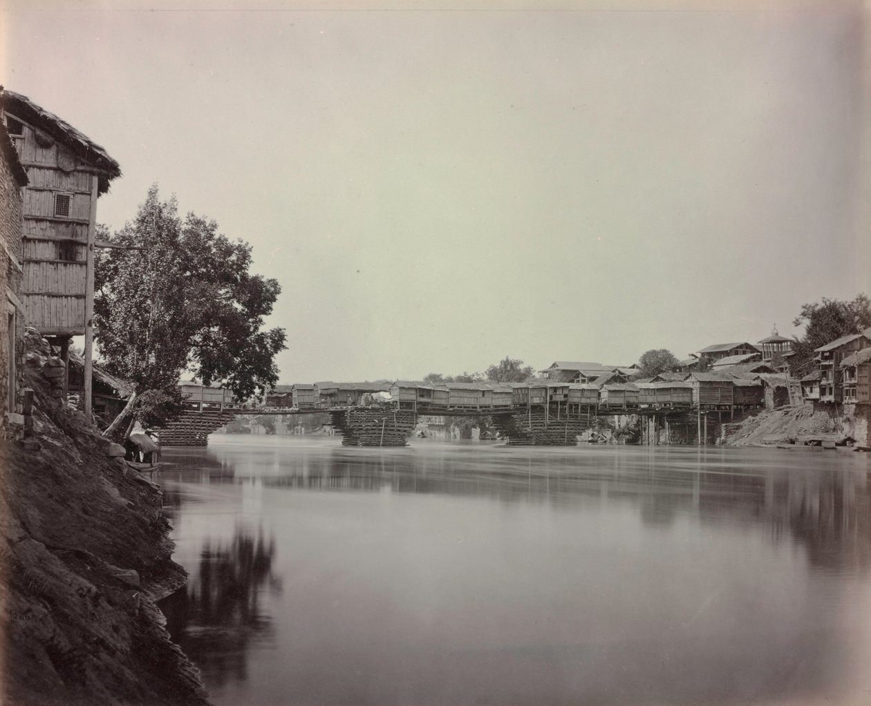 Bridge of Shops, Srinagar, Kashmir, 1864 by Samuel Bourne