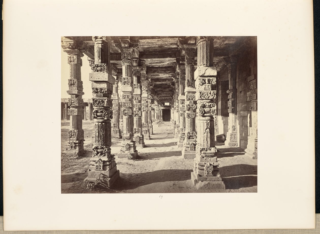 Delhi; The Qutub Minar, Interior View of the Eastern Colonnade by Samuel Bourne