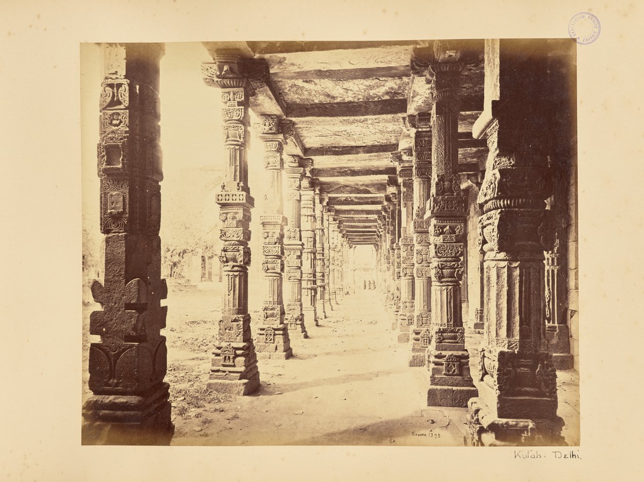 Delhi; The Qutub Minar, Interior View of the Northern Colonnade by Samuel Bourne