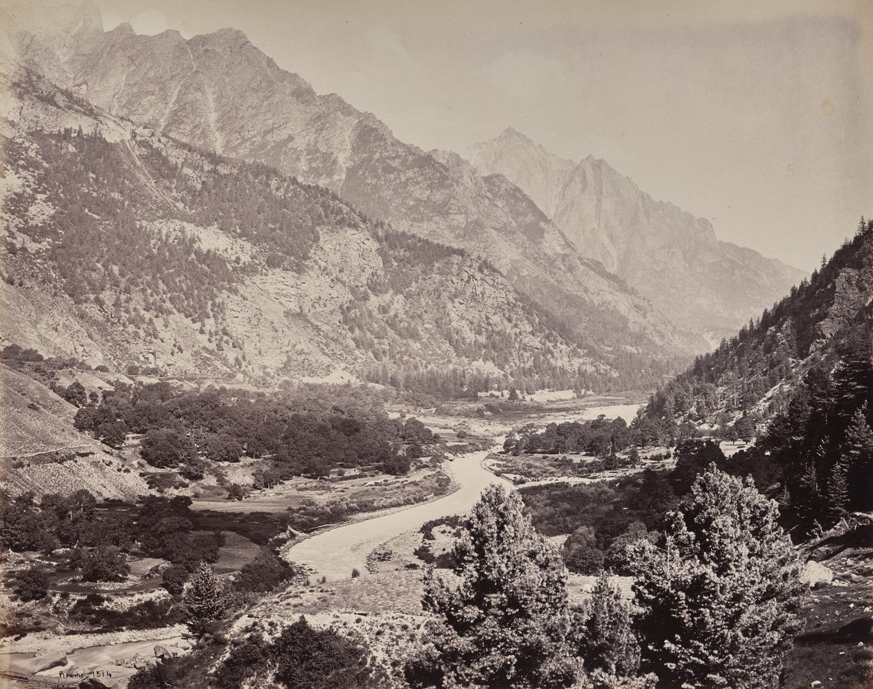 The Upper Himalayas. View in the Buspa Valley from Sangla by Samuel Bourne