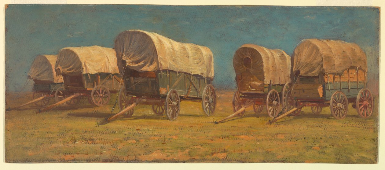 Study, Covered Wagons, possibly 1871 by Samuel Colman