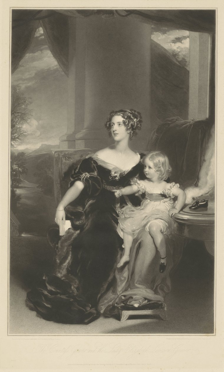 Portrait of Harriet, Countess Gower, and her Daughter by Samuel Cousins