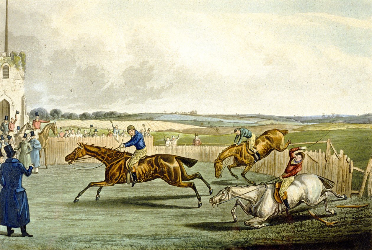 Forth Mile, from Steeplechasing (engraved by Charles Hunt) by Samuel Henry (after) Alken