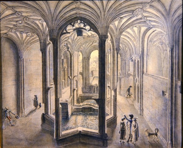 Interior view of Holywell Spa, North Wales by Samuel Hieronymous Grimm
