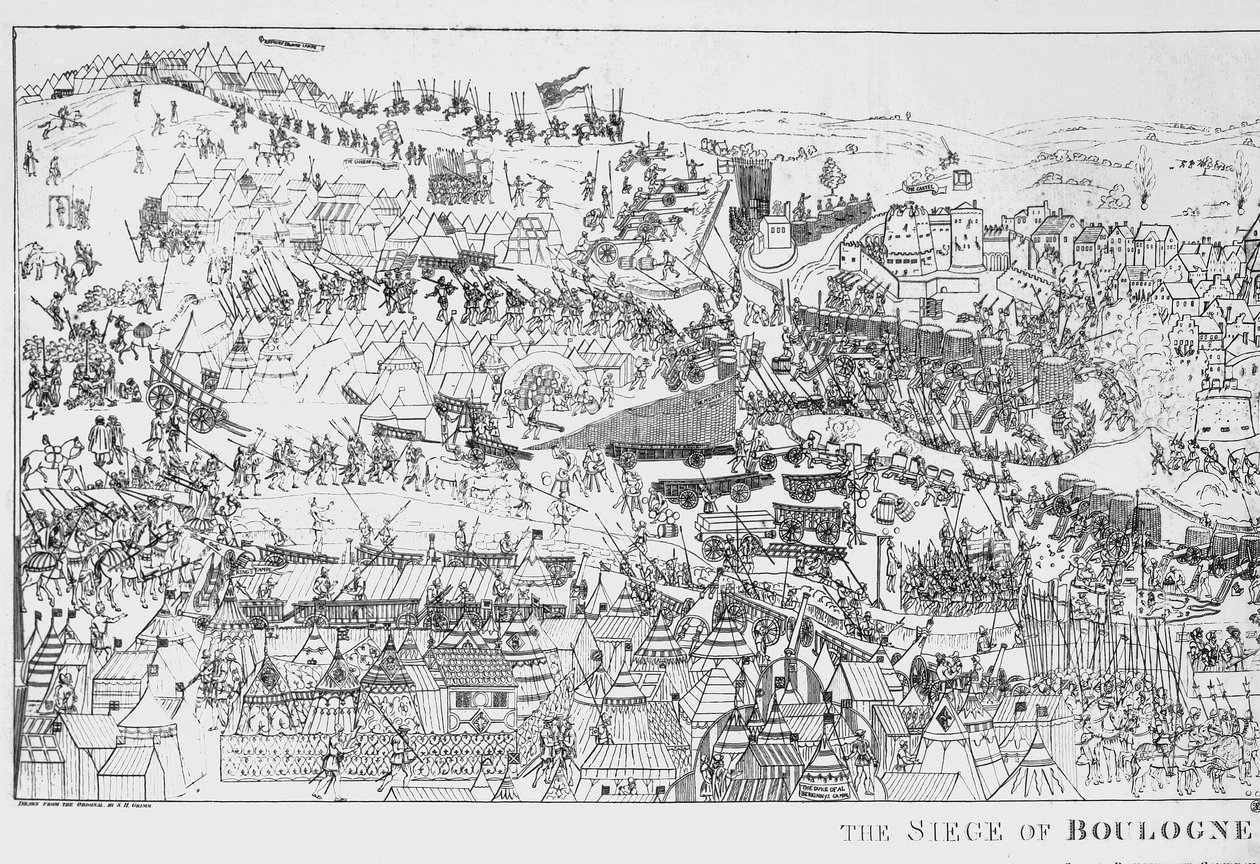 The Siege of Boulogne by King Henry VIII in 1544, engraved by James Basire, 1788 by Samuel Hieronymous Grimm