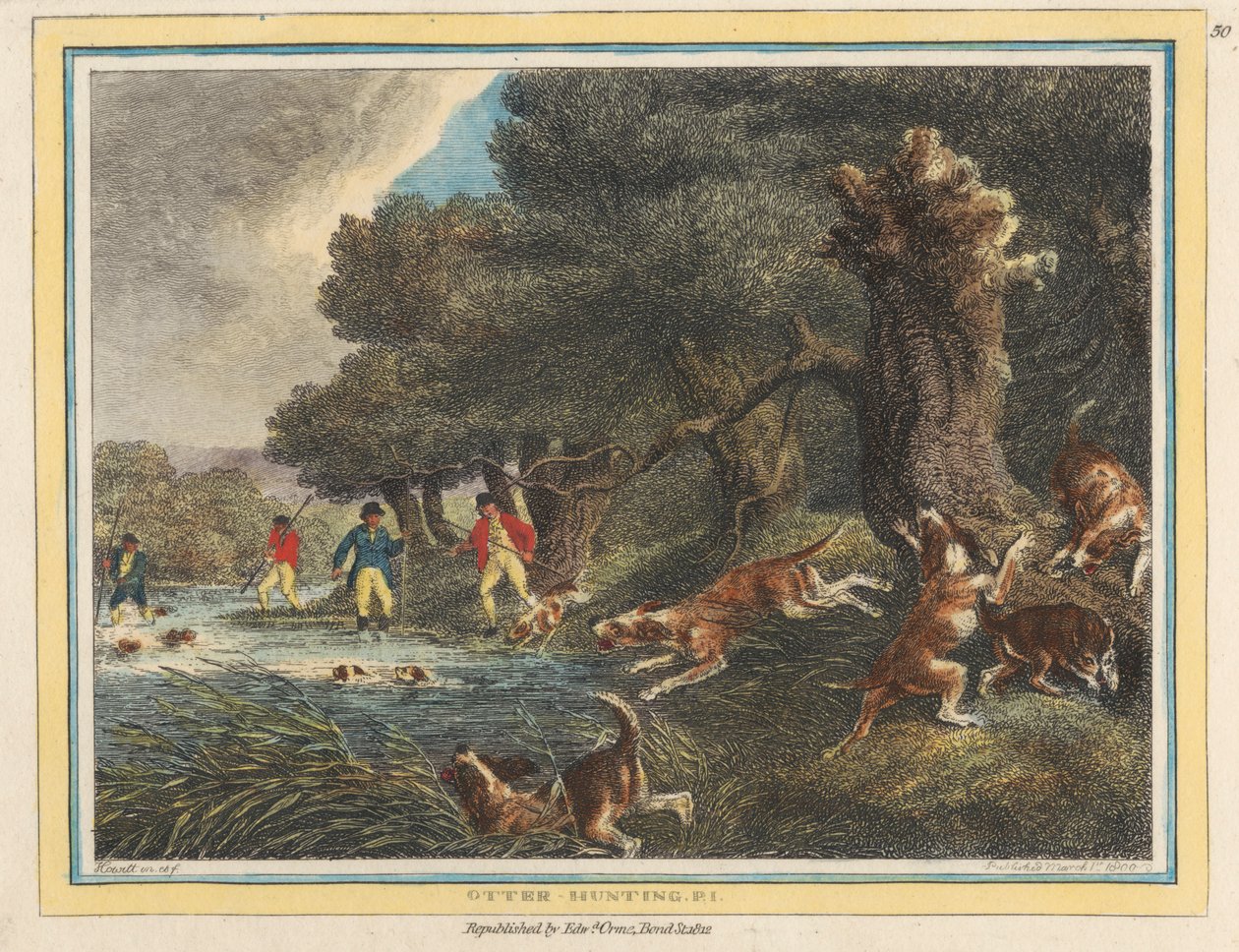 Otter Hunting, Plate 1 by Samuel Howitt
