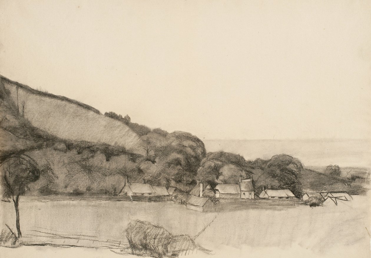 Landscape with farm buildings by Samuel Isham