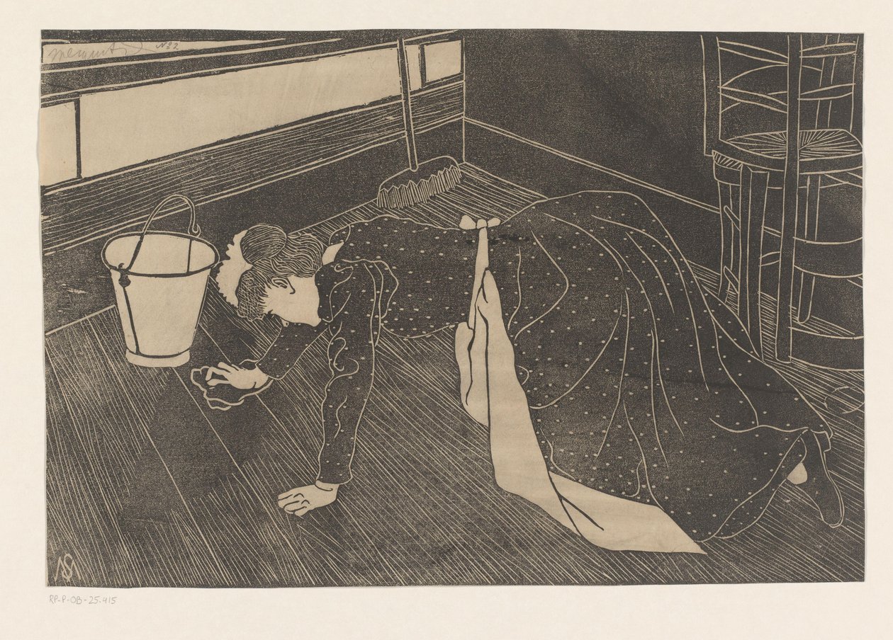 Woman Scrubbing by Samuel Jessurun de Mesquita (signed by artist)