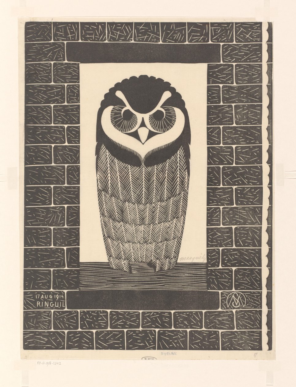Ringed Owl by Samuel Jessurun de Mesquita (signed by artist)