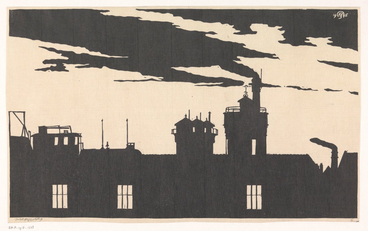 Silhouette of Oostergasfabriek by Samuel Jessurun de Mesquita (signed by artist)