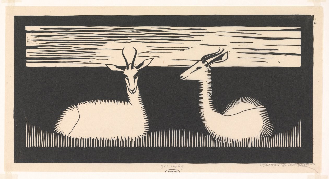 Two Gazelles by Samuel Jessurun de Mesquita (signed by artist)