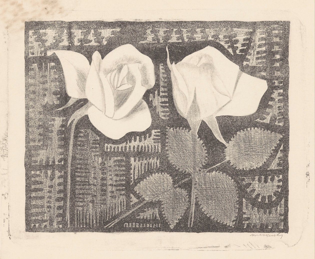 Two roses by Samuel Jessurun de Mesquita (signed by artist)